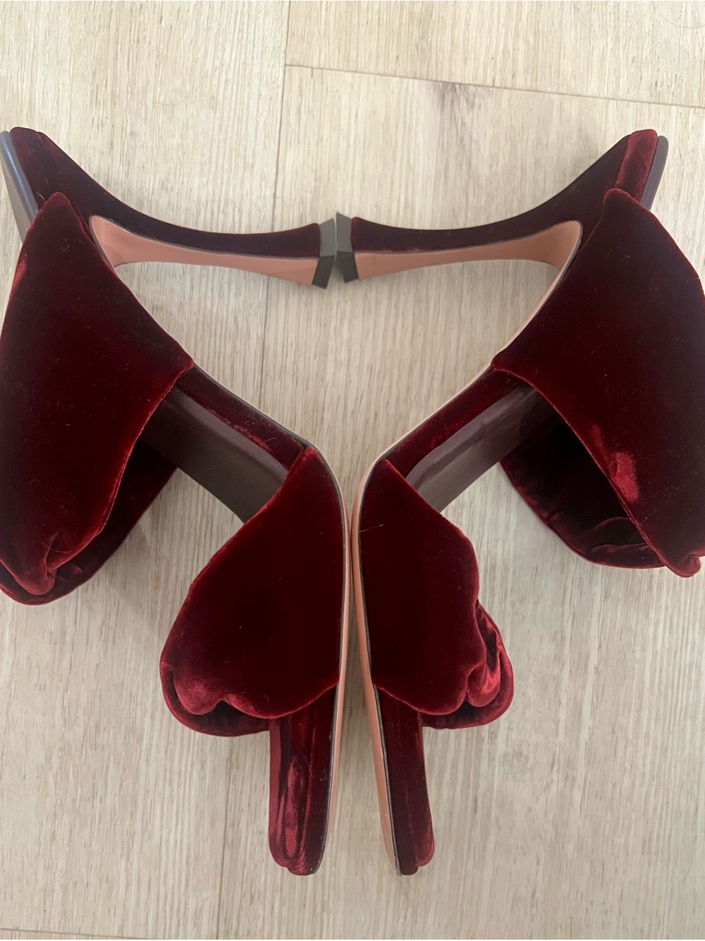 Aquazzura Twist 75 Velvet 2-Band Slide 3.7” Heels Merlot Size 41/11 Exc cond - Picture 11 of 13